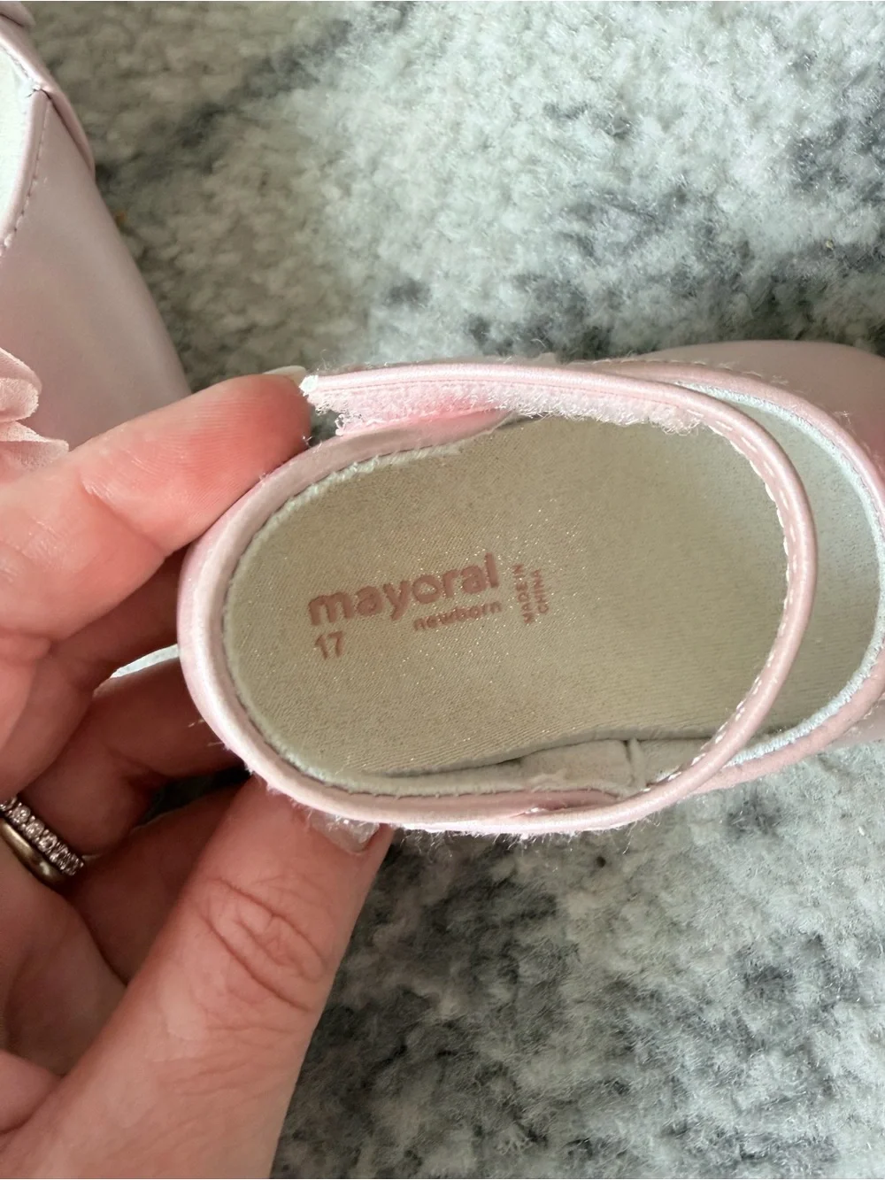 Baby Pink Mary Jane Shoes with Flower Accent